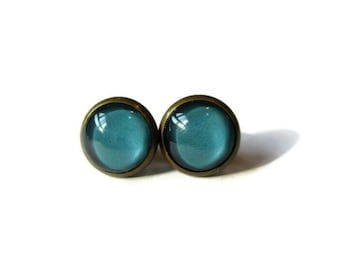 TURQUOISE stud earrings, blue posts, blue jewelry, turquoise studs, round earrings, pop jewelry, bright color, statement studs