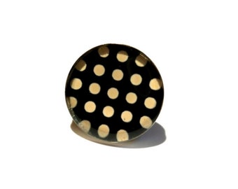 Black POLKA DOT RING - white polka dot ring - delicate jewelry - spring fashion - black and white - jewelry gift for her