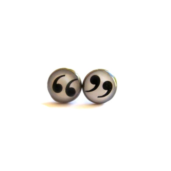 Quotation Mark Earrings, Gift For Writer, Reader Earrings, Writer studs, Book Lovers - Punctuation Posts - Journalist gift