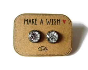 DANDELION STUD EARRINGS - Make a Wish earrings - bestfriend gift - flower earrings - thinking of you gift - dandelion jewelry - glass