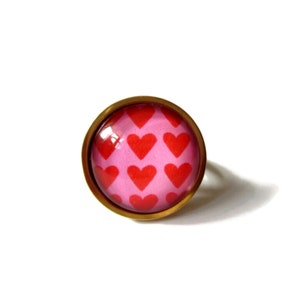Pink and red hearts RING, Golden Stainless Steel Ring, hearts Ring, Gifts for her, boho chic ring, Valentines ring