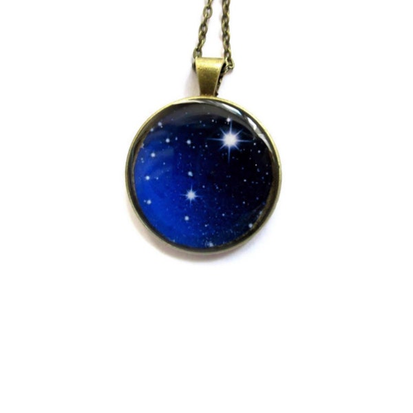 COLLIER VOIE LACTEE,  pendentif voie lactée, bijoux voie lactée, galaxie, étoiles, ciel, bijoux espace, systeme solaire, sautoir galaxie