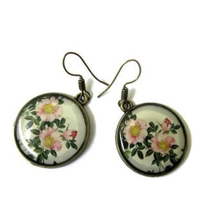 White Flower Earrings, Shabby Chic Rose, Vintage style, flower jewelry, wedding jewelry, Pierced Ears, christmas gift