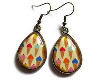 Pendientes de helado, joyas de helado, pendientes colgantes, postre, joyas de verano, multicolor, bonitos, regalo, capricho, en el aire