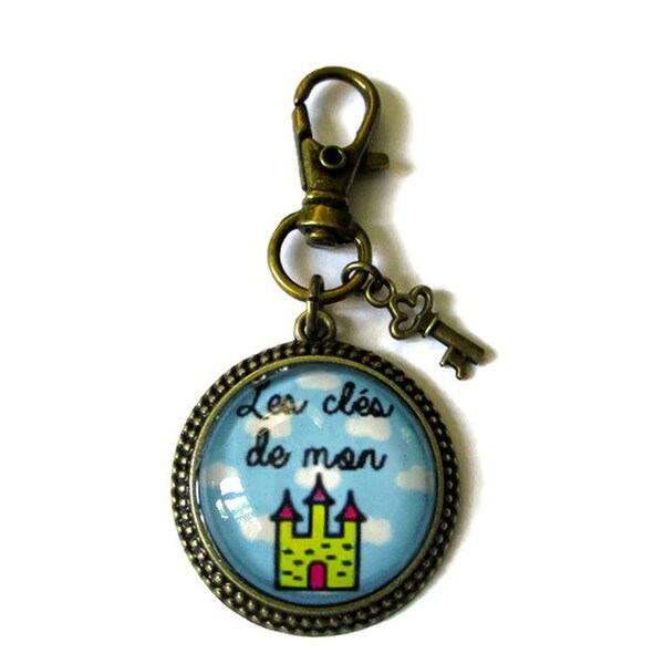 Porte clé "les clés de mon chateau", porte clé pour la maison, meilleure amie, cadeau pour elle, porte clé rigolo, cabochon