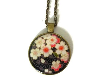 SAKURA BLOSSOM NECKLACE - Cherry Blossom Pendant - Cherry Blossom Jewelry - Spring Flower Jewelry - Pink cherry bloom pendant