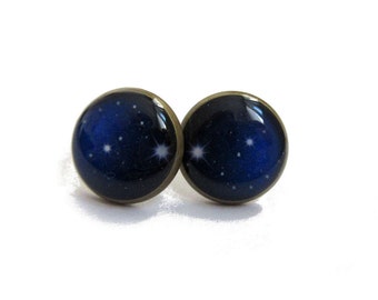 STARS EARRINGS - stars posts - Milky Way Earring - Milky Way Galaxy Studs - Nebula Earring - Galaxy Earrings - Solar System - space - planet