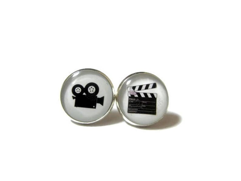 MOVIE CAMERA EARRINGS, Camera clapperboard, Director's Chair, Film Roll, Film Movie Cinema, Gift for actor, Actor Director Lover Jewelry image 2