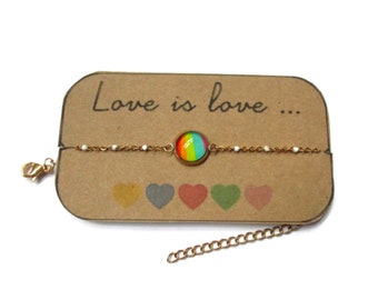 Stainless Steel Pride Bracelet, Rainbow Bracelet, Gay Pride Bracelet, LGBT Bracelet, Love is Love, Pride Gifts, Rainbow Gifts