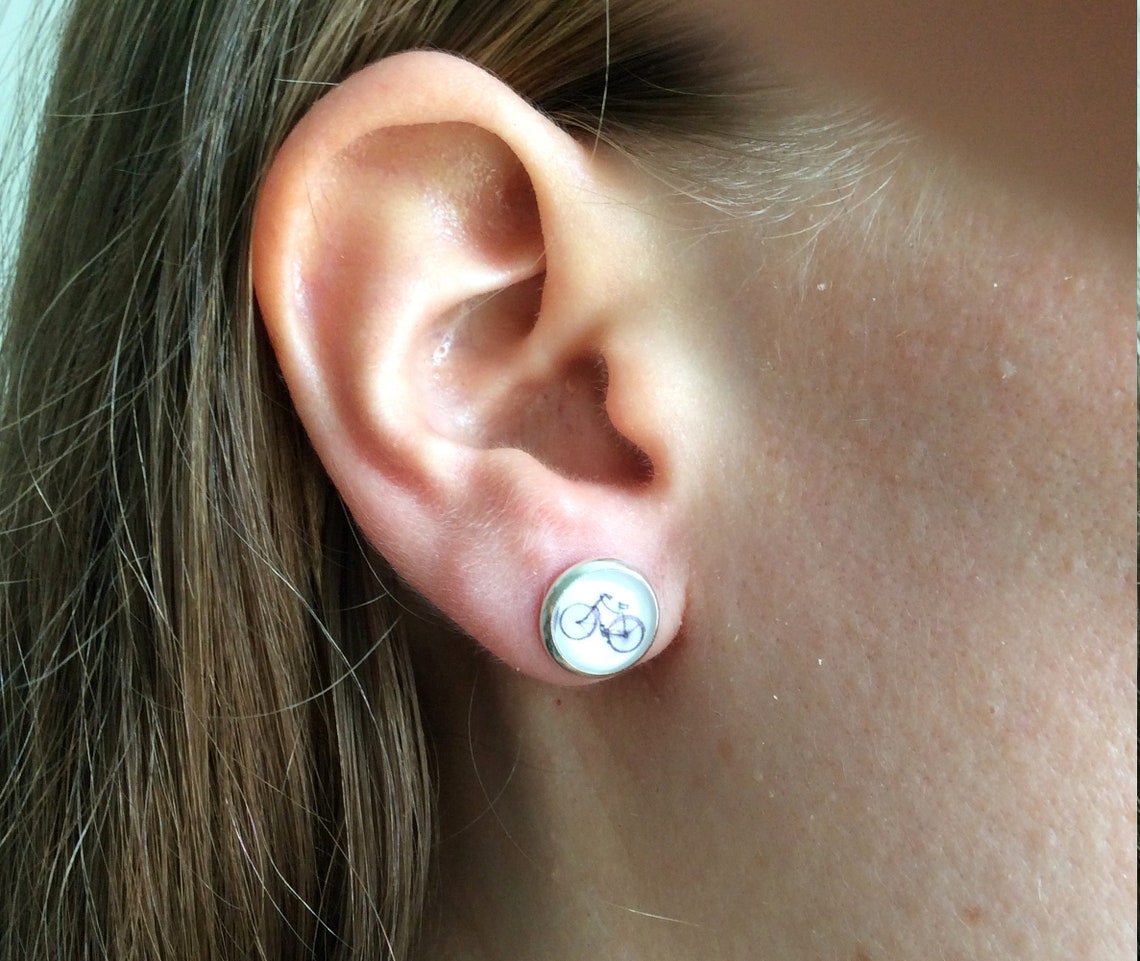 BICYCLE EARRINGS Cyclist Studs Bicycle Stud Earrings Bike Etsy