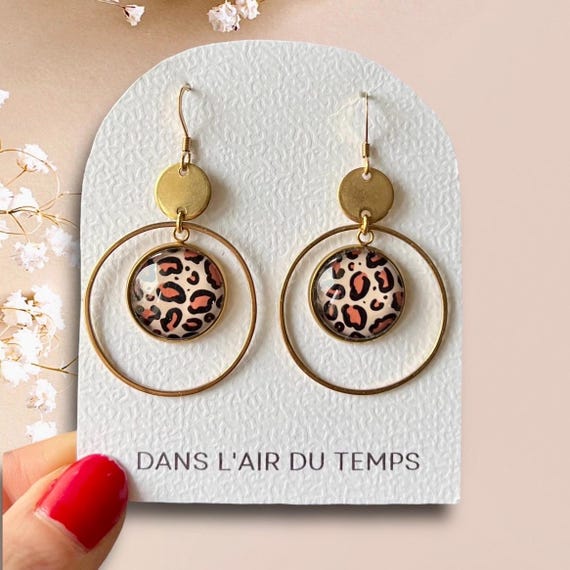 Orecchini A Cerchio Grandi Leopardo 50 Mm, Placcati Oro 14K, Per Donna, Alla Moda, Ipoallergenici, In Sacchetto Velluto - 4