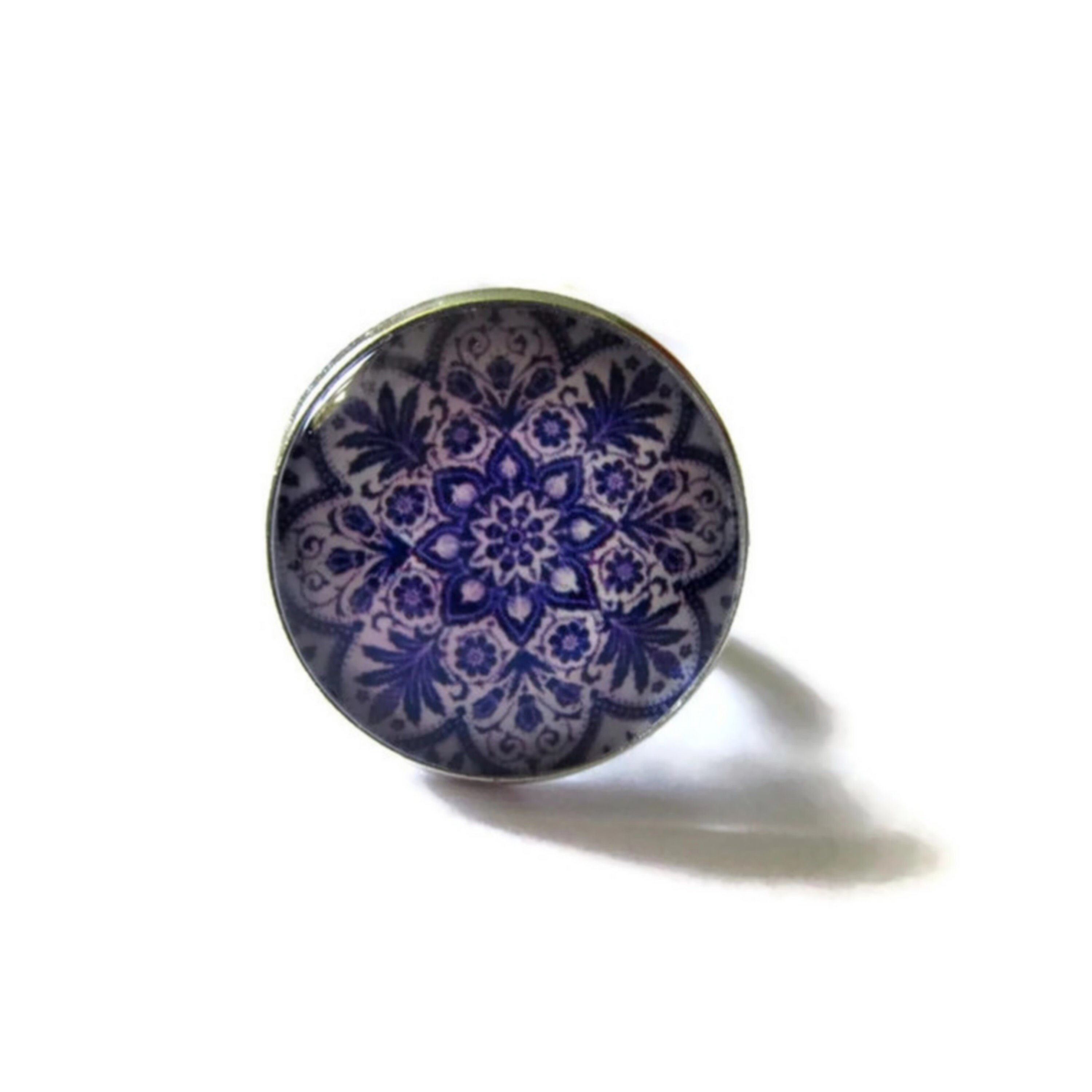 Blue Mandala ring - Blue ring - adjustable ring - ethnic ring - mandala jewelry - indian jewellery - statement ring - gift for her, festival