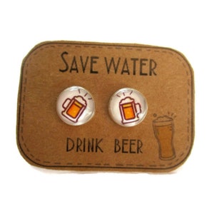 FUNNY BEER Earrings - beer mug earrings - beer jewelry - beer lover - beer gift idea - Christmas Gift - funny gift - funny earrings  quircky