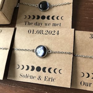 Gepersonaliseerde maanfasearmband, geboortemaan, aangepaste armband, maanarmband, gepersonaliseerde cadeau-sieraden, roestvrij staal