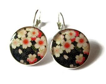 CHERRY BLOSSOM Earrings, Dangle Earrings, Sakura Jewelry, Japanese Flowers, Flower Jewelry, Japanese Style, Pink