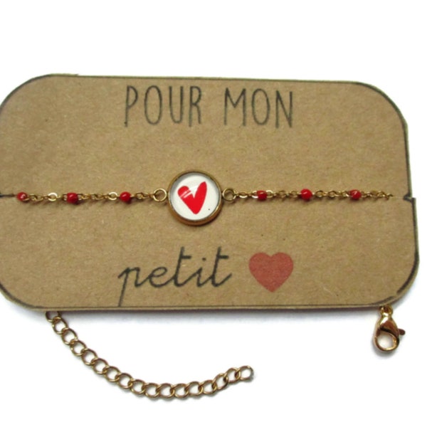 BRACELET ACIER INOXYDABLE coeur rouge, bijoux coeur, bracelet  meilleure amie,cadeau bff, cadeau petite amie, amoureuse, femme