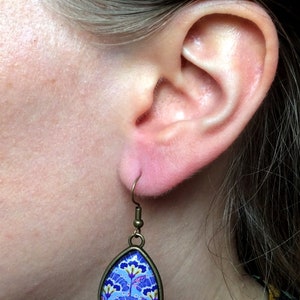 Blue and Yellow Flower TEARDROP EARRINGS drop earrings image 4