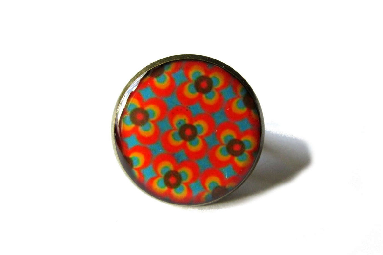 ORANGE RING Geometric Ring FLOWERS Ring Abstract Pattern | Etsy