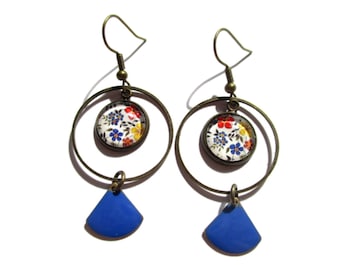 Colorful flower earrings - Statement stud earrings - Floral earrings - Spring color earrings - Bridesmaid earrings - Birthday gift