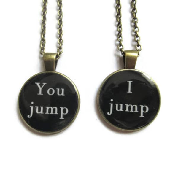 COLLIER meilleures amies, collier bff, bijoux meilleures amies, collier cabochon, cadeau meilleure amie ,collier you jump i jump, cabochon