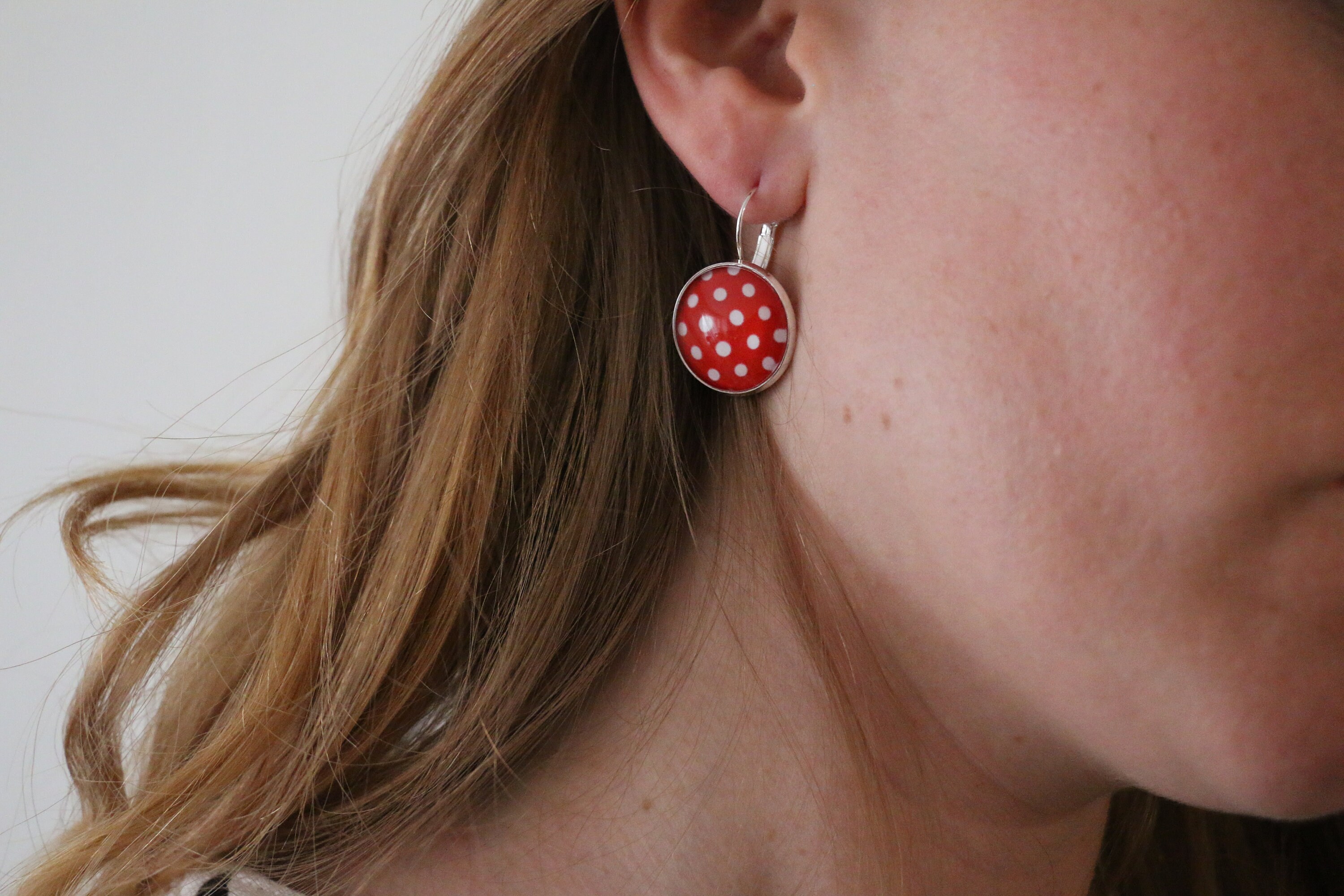 Red and white hotsell polka dot earrings