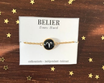 BRACELET signe astrologique, bracelet signe du zodiac, bracelet acier inoxydable, bélier, scorpion, sagittaire, balance, verseau, gémeaux