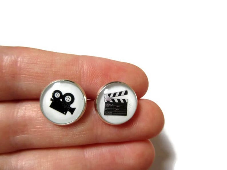 MOVIE CAMERA EARRINGS, Camera clapperboard, Director's Chair, Film Roll, Film Movie Cinema, Gift for actor, Actor Director Lover Jewelry image 4