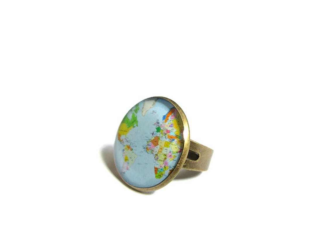 GLOBE ring World Map ring world jewelry Earth Etsy