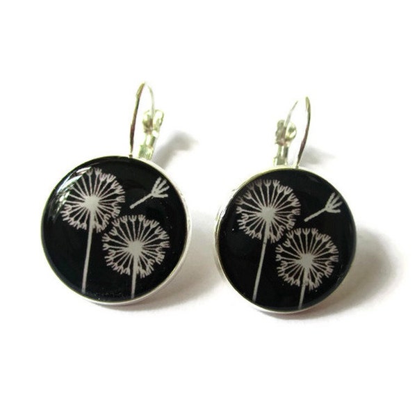 Dandelion earrings - Wish earrings - dangle earrings - Dandelion jewelry - white dandelion - wish flower - white dandelion wish