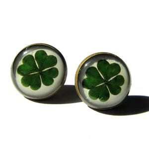 FOUR LEAF CLOVER earrings St patrick leaf Shamrock earrings Saint patricks day Green shamrock Luck earrings image 2