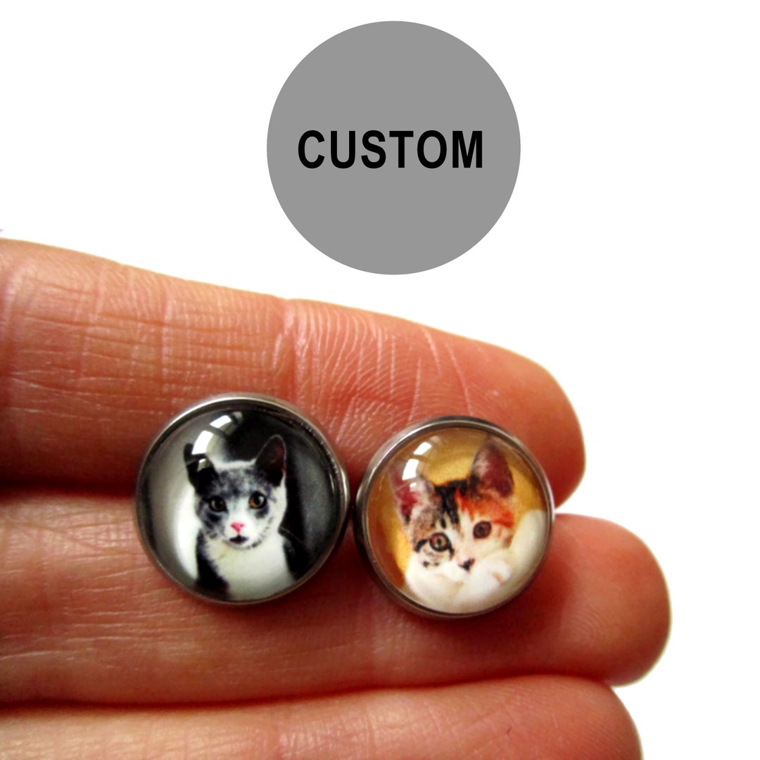 Custom Pet Earrings Dog Cat Lover Gift Personalized Etsy