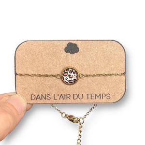 Bracciale in acciaio inossidabile con stampa leopardata, impermeabile, bracciale leopardato, gioielli alla moda, stampa animalier, bracciale grafico, semplice