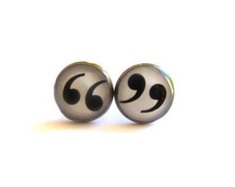 Quotation Mark Earrings, Gift For Writer, Reader Earrings, Writer studs, Book Lovers - Punctuation Posts - Journalist gift