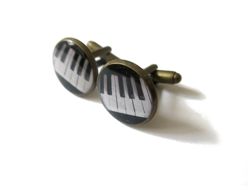 PIANO CUFFLINKS Music Cufflinks Piano Gifts For Men Music Lover Gift Music Wedding wedding cufflink groom groomsmen pianist image 2