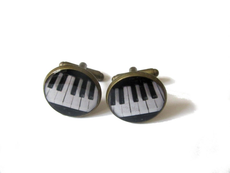 PIANO CUFFLINKS Music Cufflinks Piano Gifts For Men Music Lover Gift Music Wedding wedding cufflink groom groomsmen pianist image 1