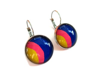 RAINBOW Earrings - colorful jewelry - pop Earrings - Dangle Earrings - pink and yellow and blue - Gift Idea - abstract pattern - geometric