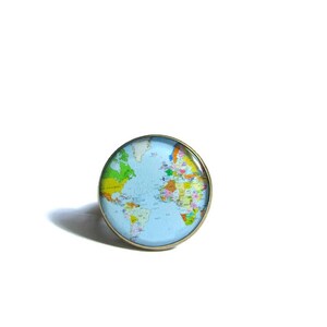 GLOBE ring World Map ring world jewelry Planet Earth Travel Accessory Gift for Traveler Geography Teacher colorful Map, christmas image 3