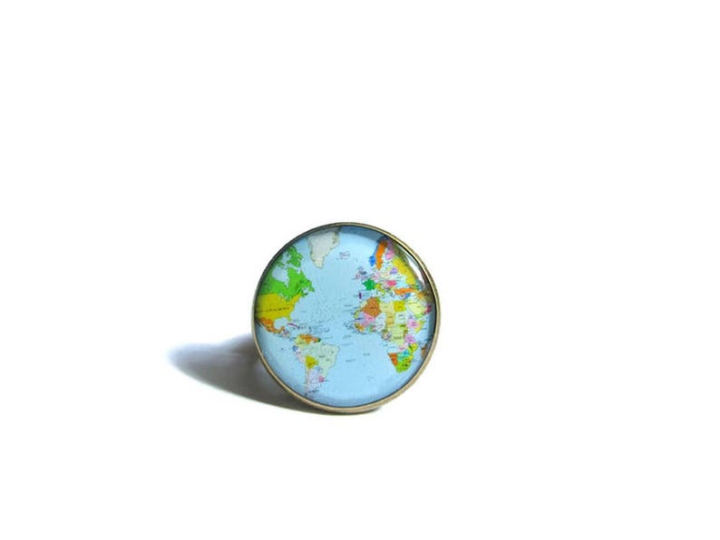 GLOBE ring World Map ring world jewelry Planet Earth Travel Accessory Gift for Traveler Geography Teacher colorful Map, christmas image 3