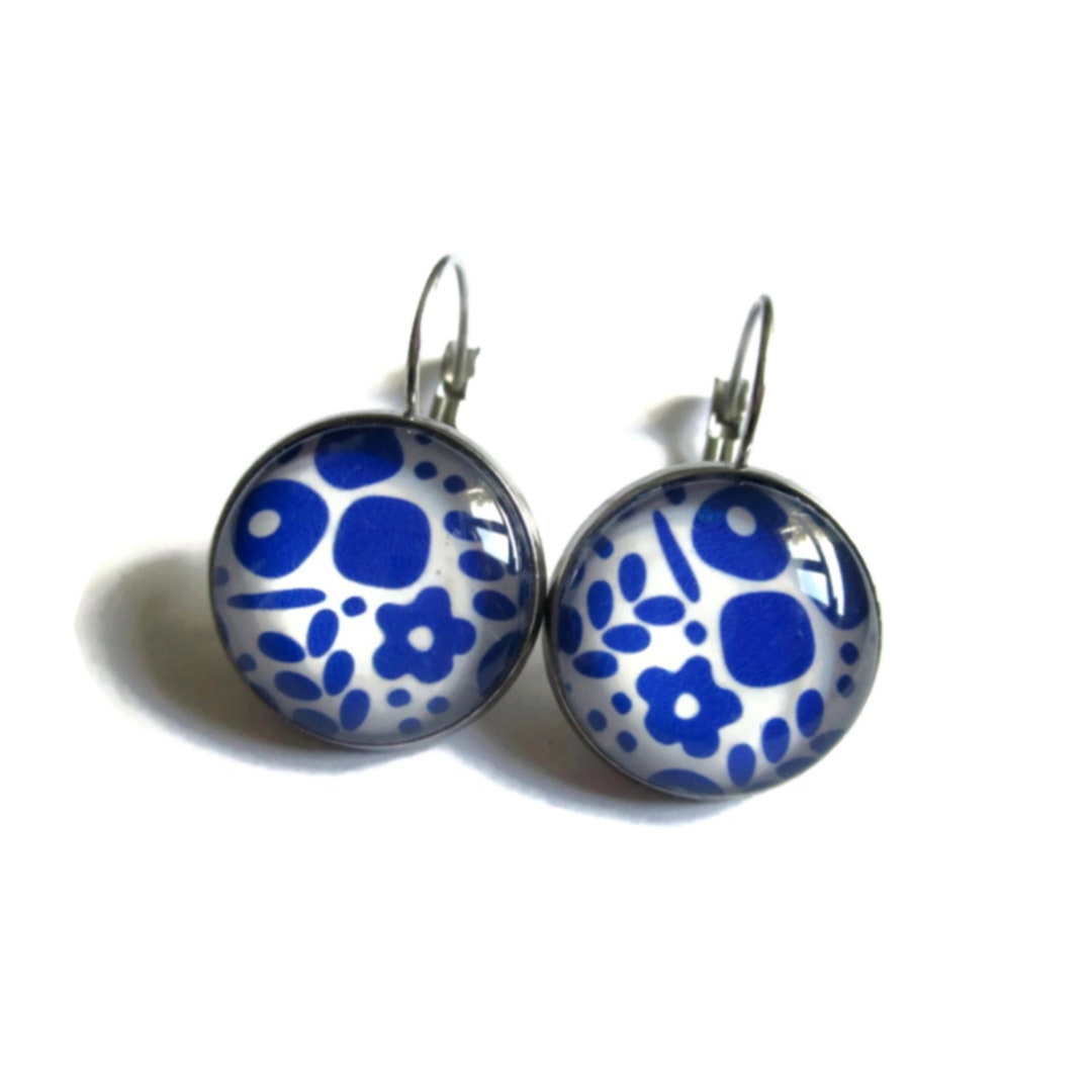Blue Flora Dangler Earrings main image 1