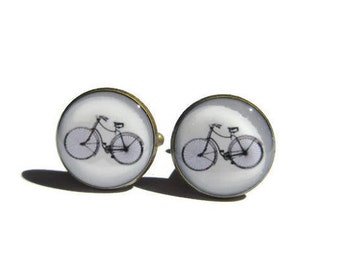 BICYCLE CUFFLINKS - Cyclist cufflinks - bicycle jewelry - Bike cufflinks - Bike Jewellery - Cyclist Gift - Sports cufflink - retro bike