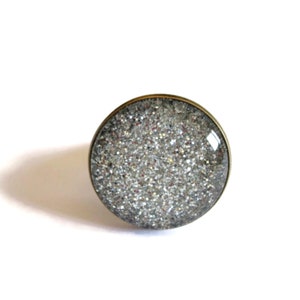 Silver glitter ring statement glitter ring silver ring statement cocktail ring fashion glitter glitter jewellery silver jewelry image 2