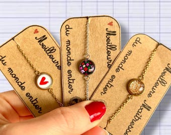 BRACELET Acier Inoxydable Meilleure maîtresse du monde entier, idée cadeau maîtresse, cadeau scolaire, cadeau fin d'année