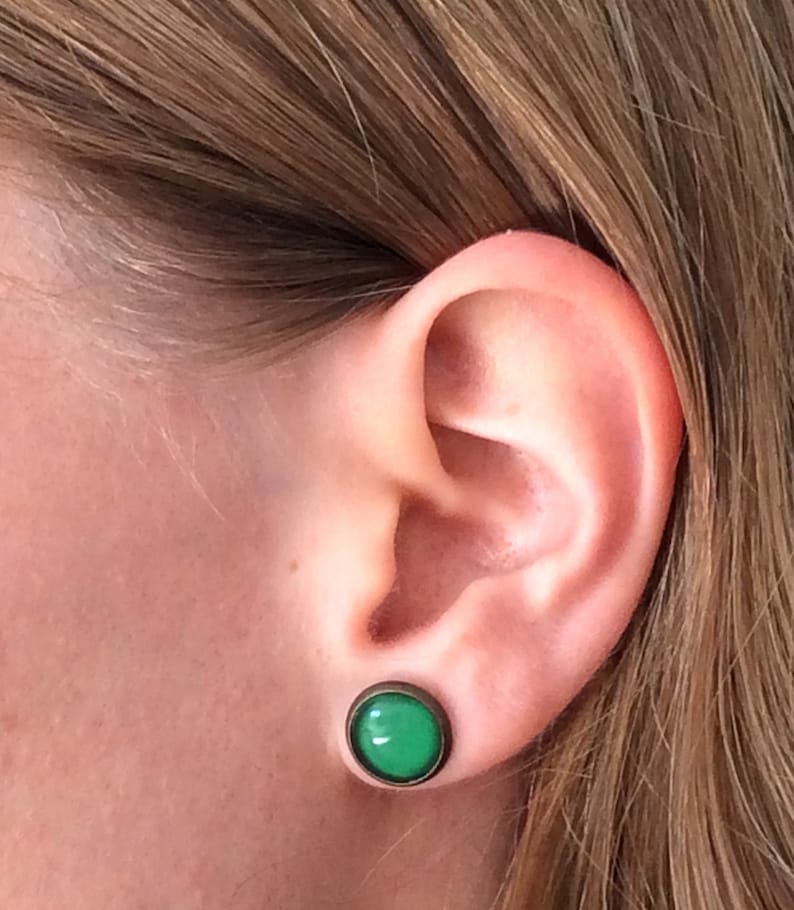 DARK GREEN STUDS earrings, ear Studs, sap green post earrings, color block Jewelry, statement jewelry, christmas gift, danslairdutemps image 4