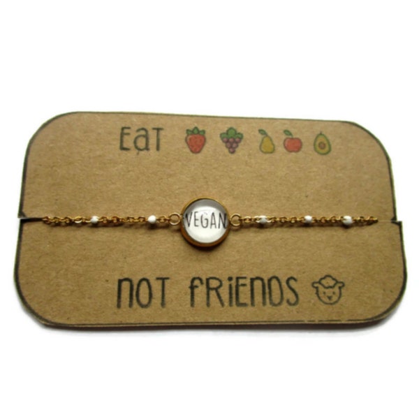 BRACELET ACIER INOXYDABLE vegan, cadeau vegetarien, vege, bijoux vegan, droits des animaux, bracelet vegan