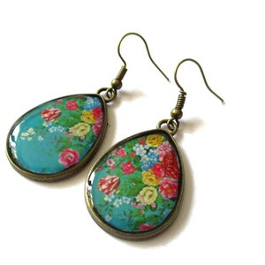 Flower EARRINGS TEARDROP EARRINGS Green Jewelry Flower image 3