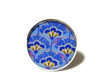 BLUE RING - geometric Pattern - blue earrings - boho Earrings - vintage rings - Ethnic rings - retro Earrings