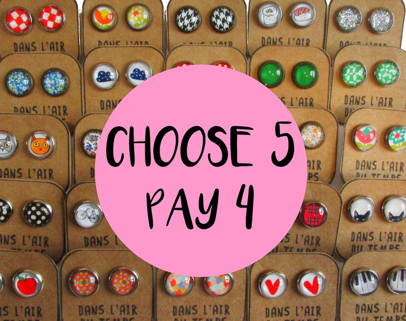 Stud Earrings Buy 4 Get one FREE Pack of 5 Stud Earrings of your choice You pick the designs image 1