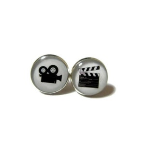 MOVIE CAMERA EARRINGS, Camera clapperboard, Director's Chair, Film Roll, Film Movie Cinema, Gift for actor, Actor Director Lover Jewelry image 1