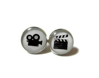 MOVIE CAMERA EARRINGS, Camera clapperboard, Director's Chair, Film Roll, Film Movie Cinema, Gift for actor, Actor Director Lover Jewelry