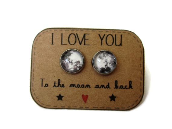 FULL MOON EARRINGS Moon Earrings Moon Stud Earrings Space Planet Mother Daughter Jewelry I Love You to the Moon and Back Etsy
